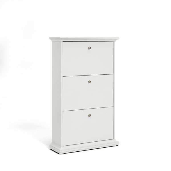 Porch and Den Virginia Contemporary 3-Drawer White Shoe Storage Cabinet - - 11860007