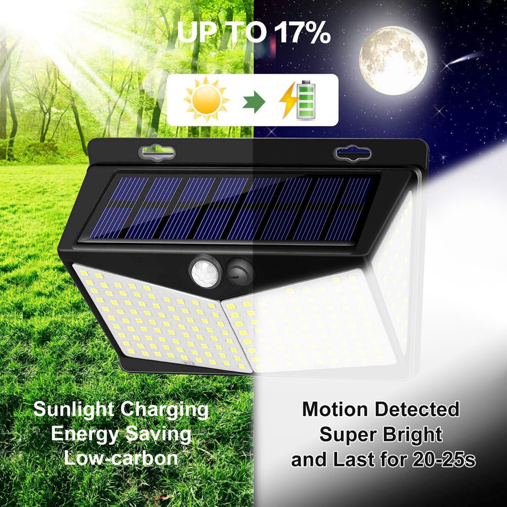 2Pack Solar Lights Outdoor 208 LED Wireless Motion Sensor Night Light 3 Modes Security Wall Lamp IP65 Waterproof Solar Powered Lights for Steps Yard Garage Porch Patio