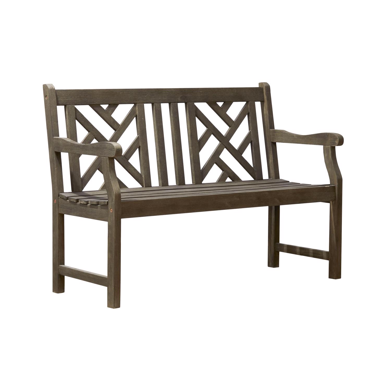 Azen Lidwina Gray Wood Patio Bench 35 in. H X 48 in. L X 22 in. D