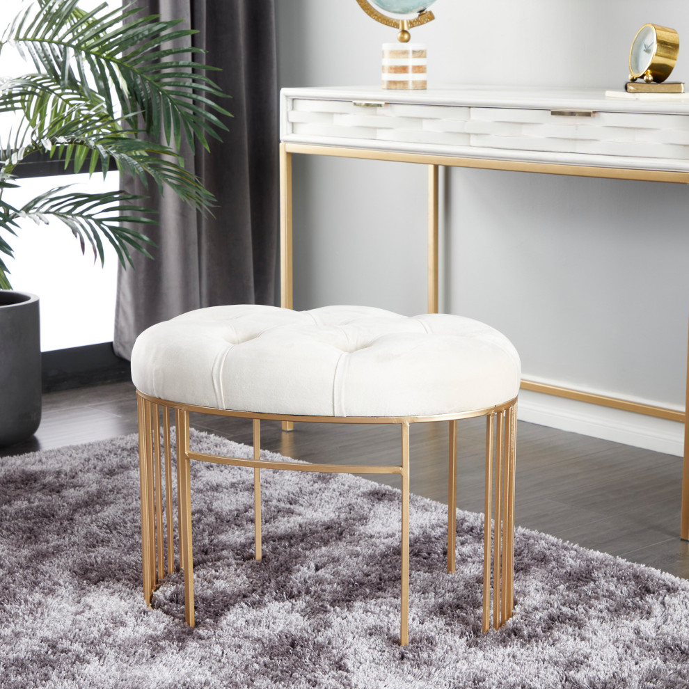 Gold Metal Glam Bench  19 quotx 24 quotx 17 quot560140   Contemporary   Vanity Stools And Benches   by Brimfield  ampMay  Houzz