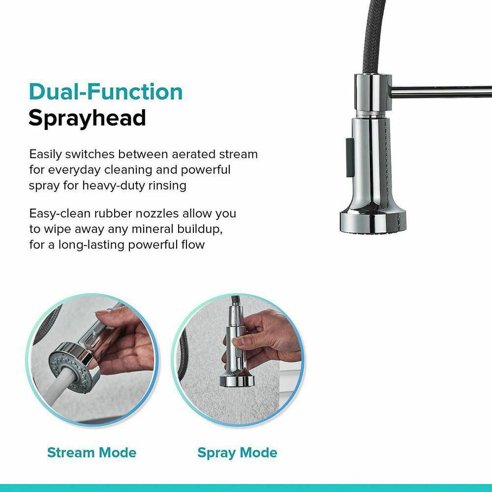 ELLOALLO Single-Handle Pull-Down Sprayer Kitchen Faucet with Deck Plate in Stainless EKF-N-20