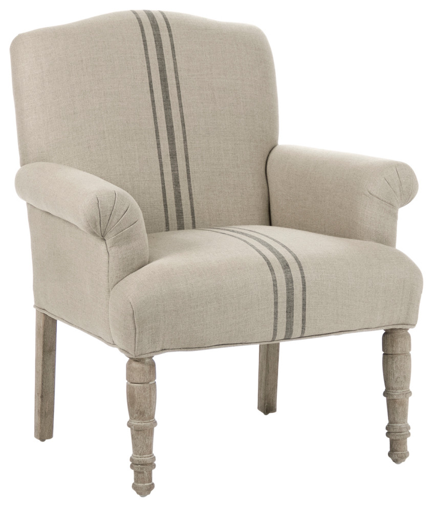 Rana Club Chair  Natural Linen With Blue Stripe   French Country   Armchairs And Accent Chairs   by Zentique  Inc.  Houzz