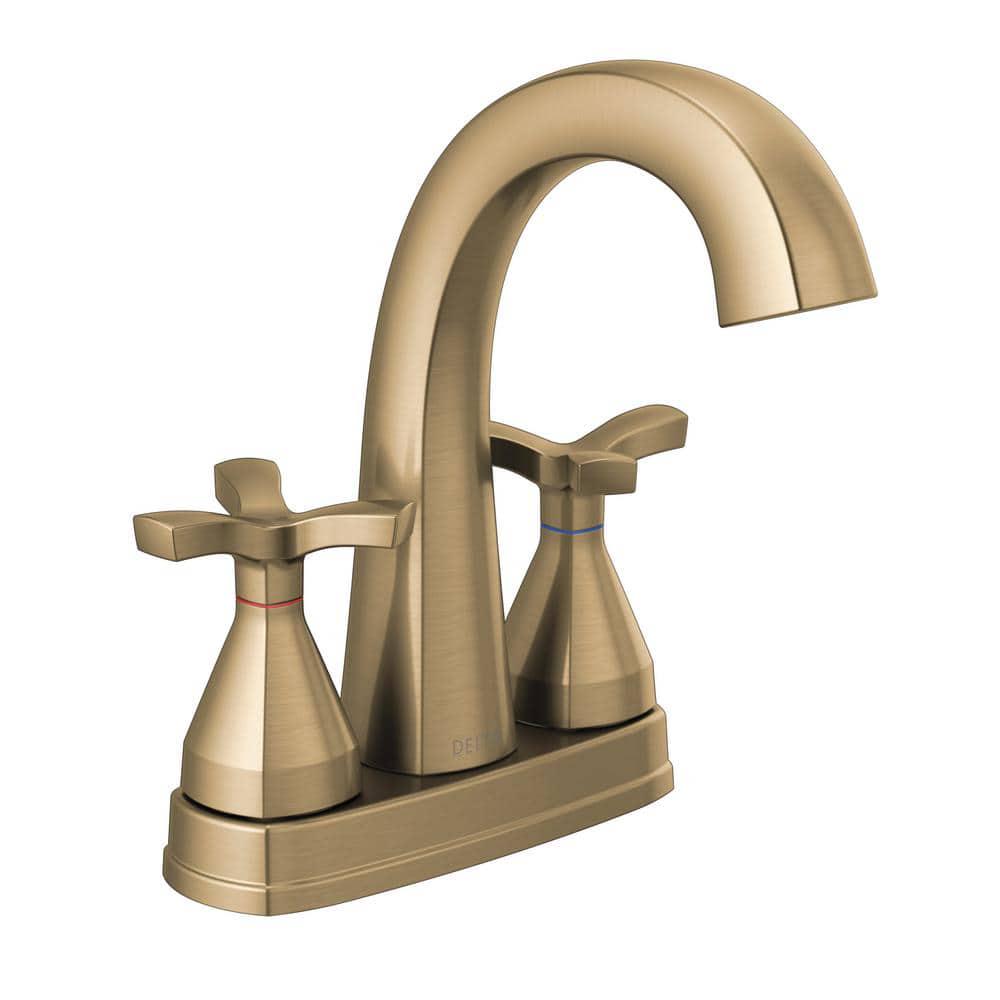 Delta Stryke 4 in Centerset 2Handle Bathroom Faucet with Metal Drain Assembly in Champagne Bronze