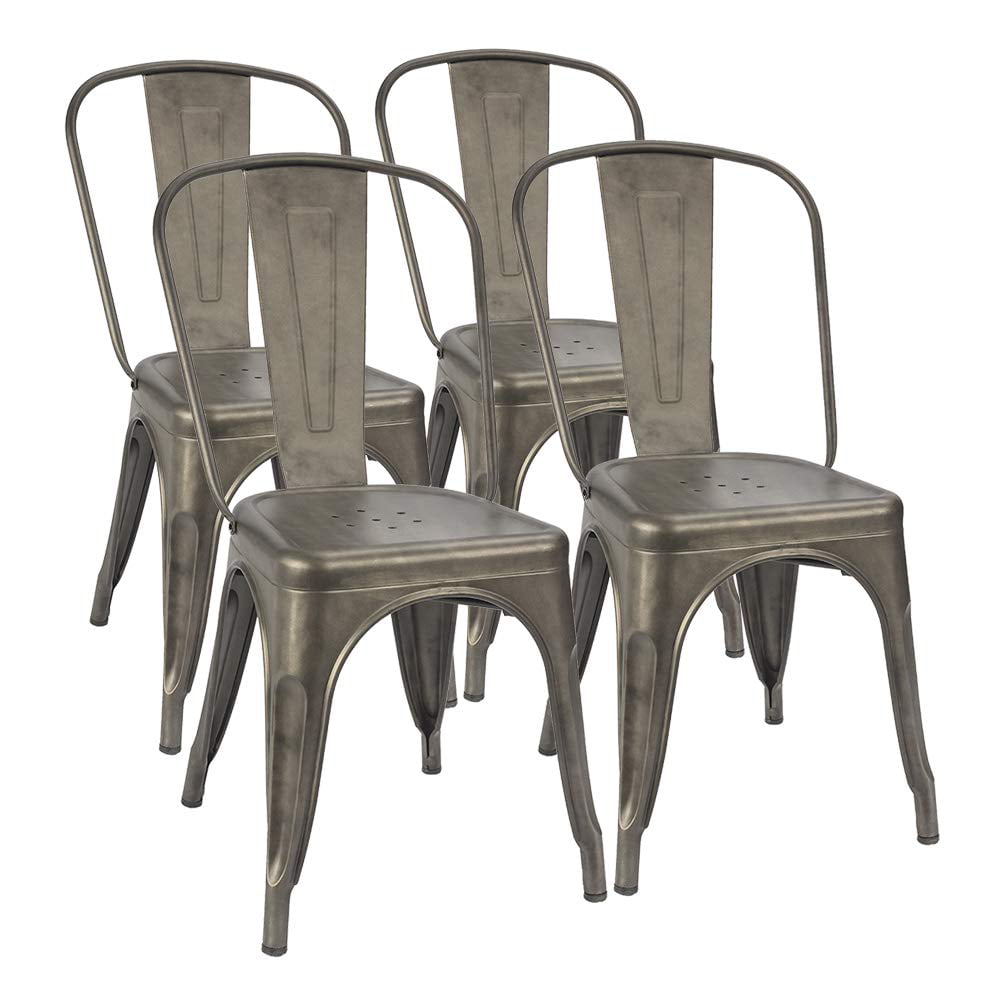 Lacoo Bistro Dining Chair， Set of 4， Gunmetal