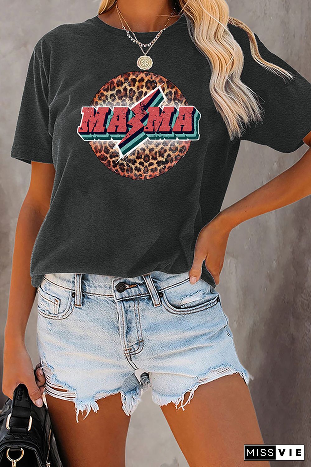 Retro Mama Leopard Graphic Tee