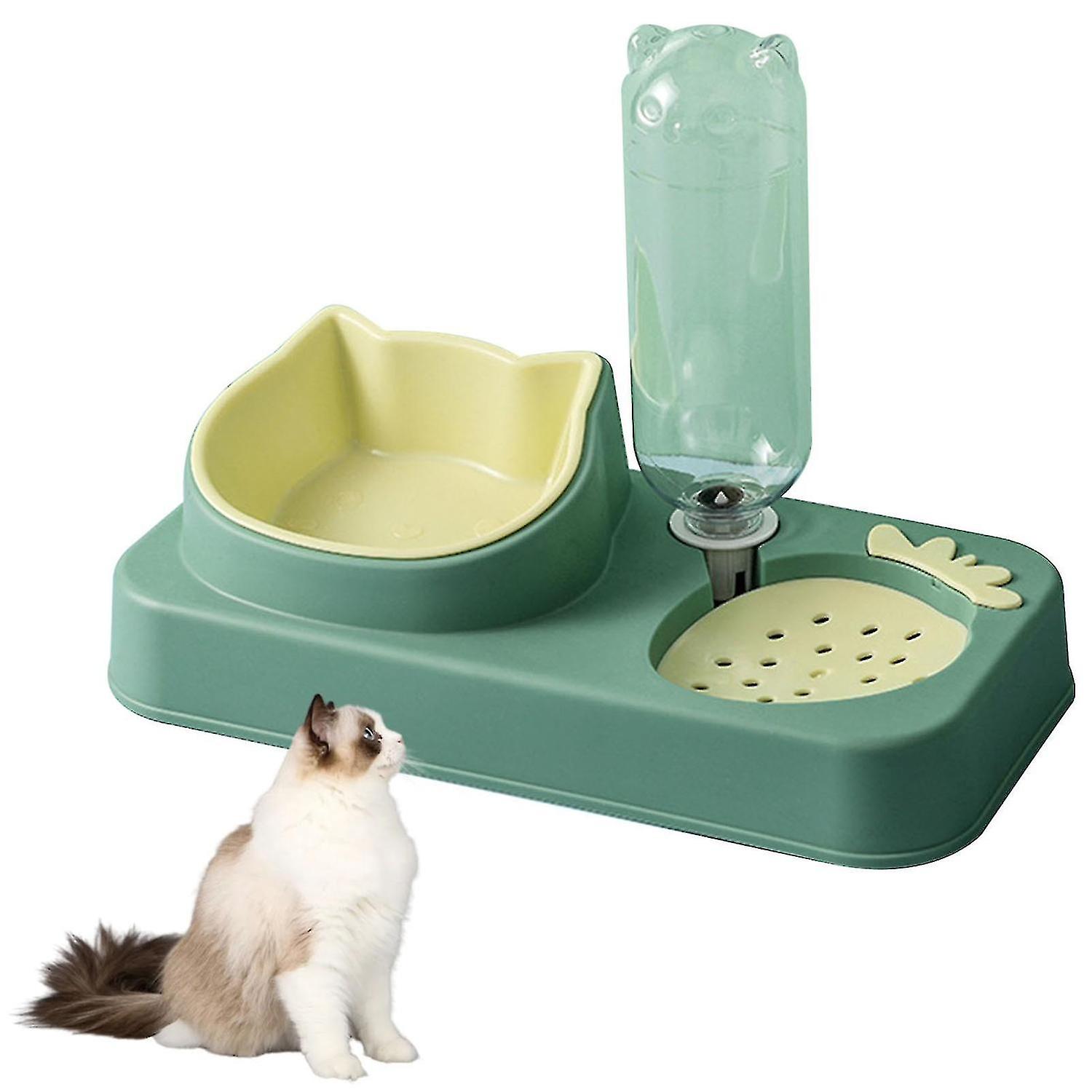 Dog Cat Bowls With Water Dispenser Tilted Cat Food Dishes For Indoor Pet