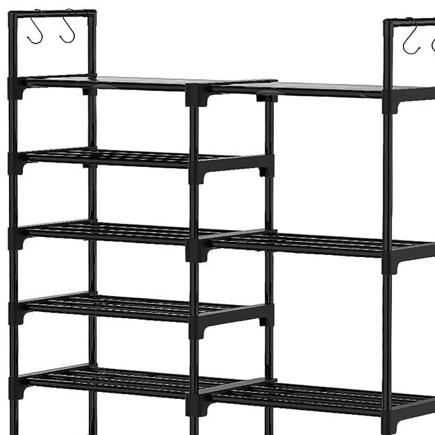 Wowlive 9 tier Large Stackable Metal Shoe Rack Shelf Storage Tower Unit Cabinet Organizer For Closets Fits 30 To 35 Pairs Black