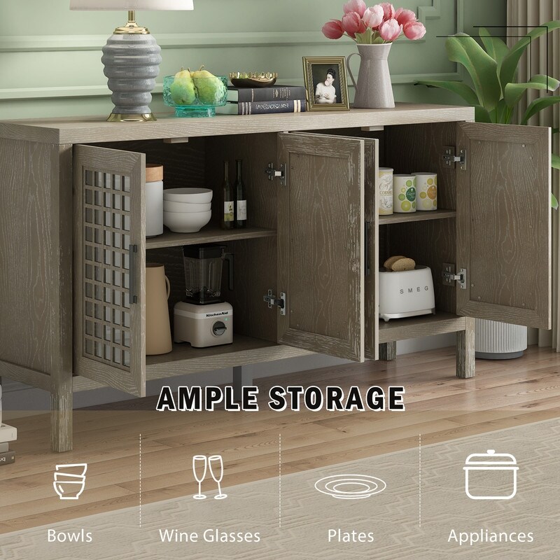 Mirrored Buffet Sideboard Accent Entryway Kitchen Storage Cabinet