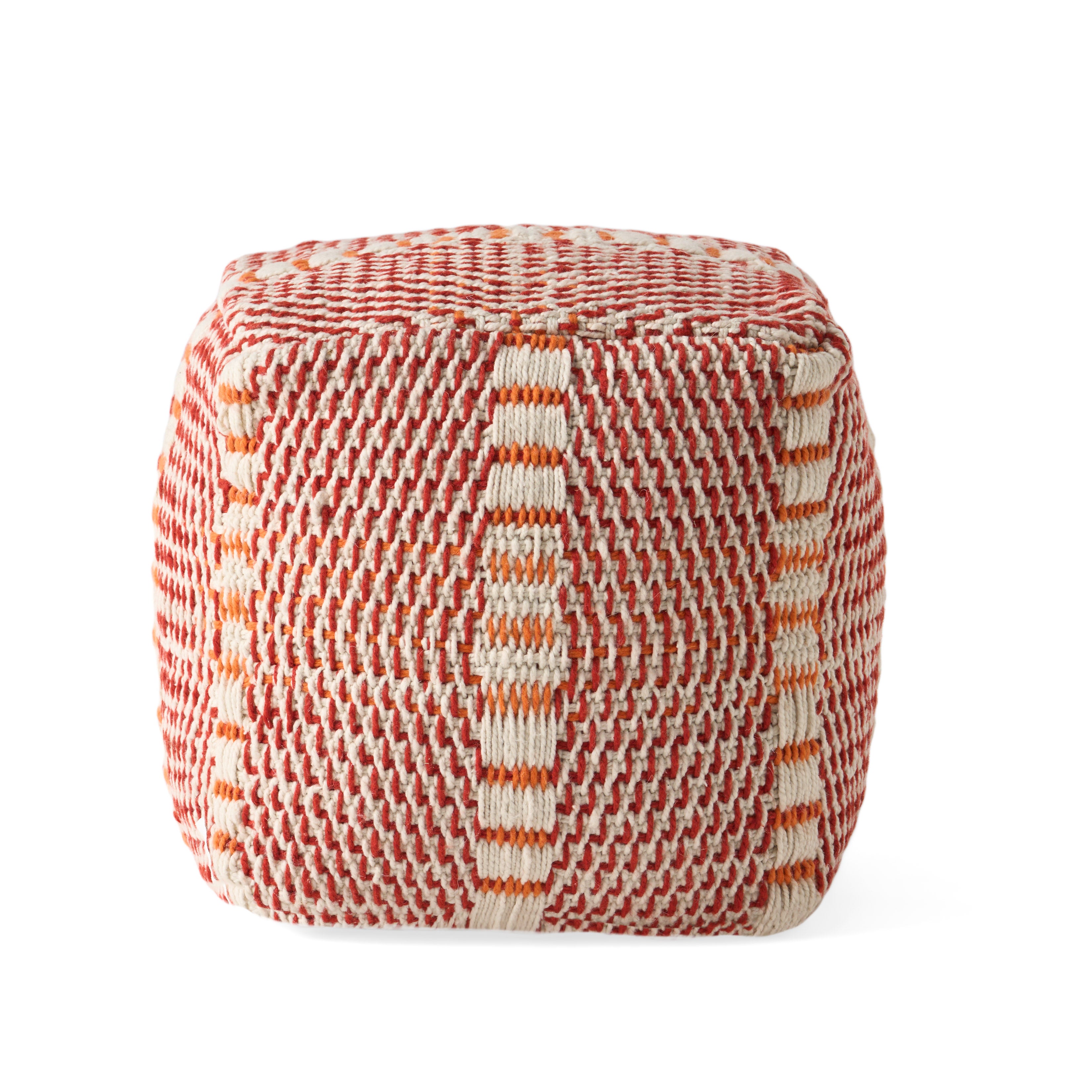 Dexter Indoor Handcrafted Boho Water Resistant Cube Pouf