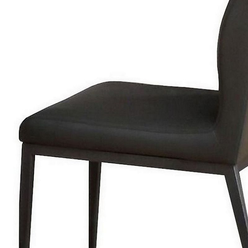 Chair with Faux Leather and Sleek Metal Legs， Gray