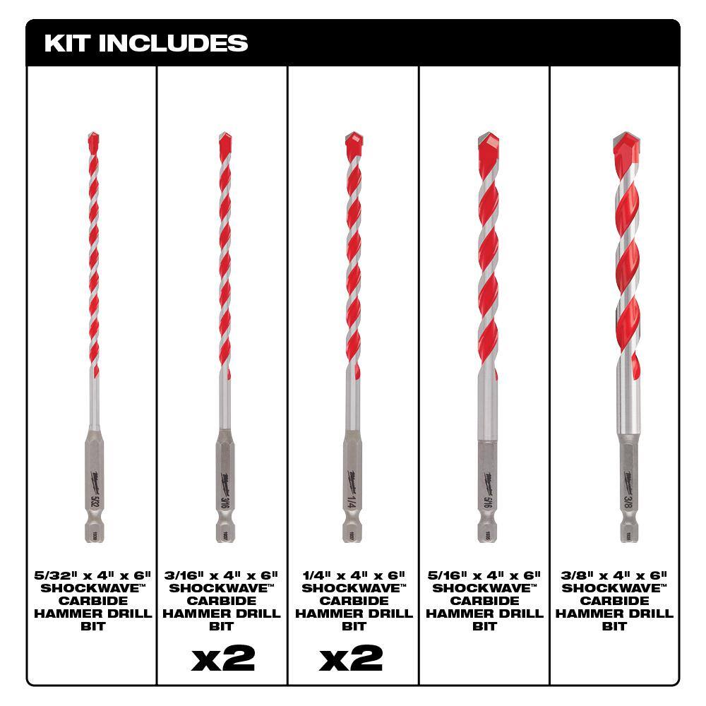 MW SHOCKWAVE Carbide Hammer Drill Bit Kit with SAWZALL Bi-Metal Reciprocating Saw Blade Set (25-Piece) 48-20-9052-49-22-1216Y