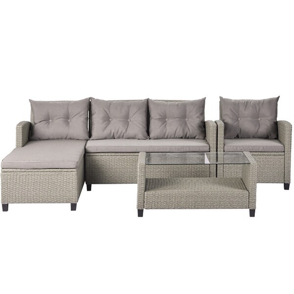 4-Piece Patio Furniture Outdoor Sectional Sofa Set - Overstock - 35649487