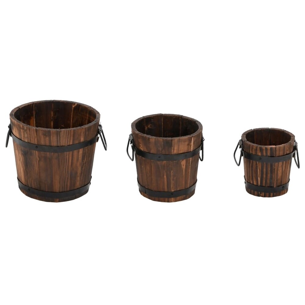 vidaXL Flower Pot 3 Piece Outdoor Planter Pot Box Container Solid Wood Fir