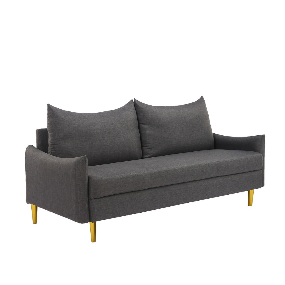 Straight Row Sleeper Loveseat Recessed Arms DARK GREY Sofa Bed