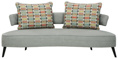 Signature Design by Ashley Hollyann Mid-Century Modern Sofa with Pillows, Gray