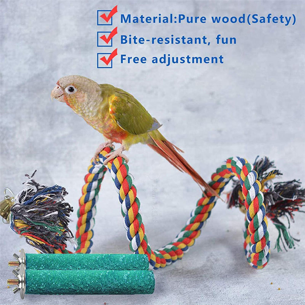 Bird Perch Stand Bird Rope Perch Bird Toys 3 Pcs for Parakeets Cockatiels， Conures， Macaws， Lovebirds， Finches