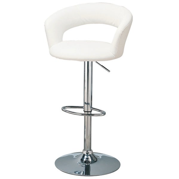 Modern White Open Back Swivel Stool with Adjustable Chrome Pedestal