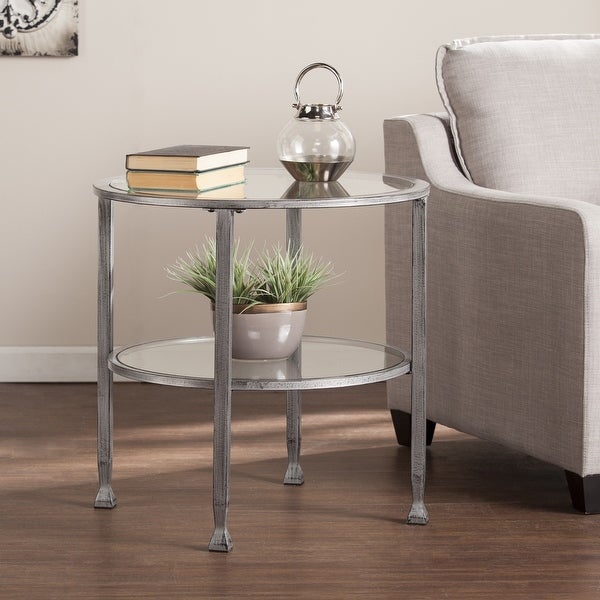 SEI Furniture Glenn Silver Metal Round Side Table