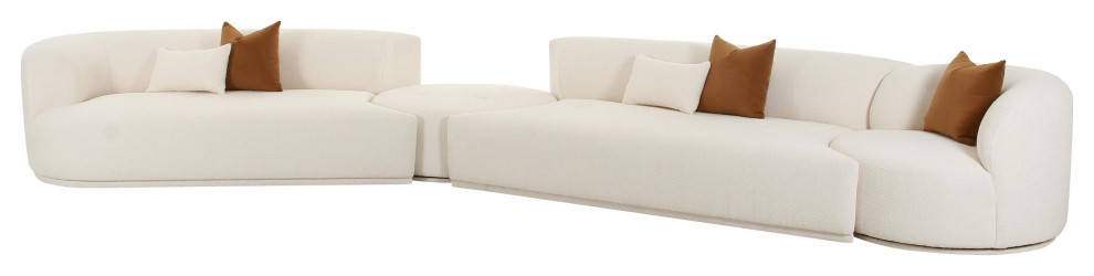 Fickle Cream Boucle 4 Piece Modular Left Arm Facing Sectional   Transitional   Living Room Furniture Sets   by Homesquare  Houzz