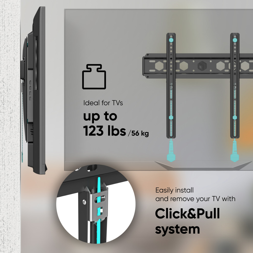 Fixed TV Wall Mount for 35 quotto 65 inch TVs Screens up to 123 lbs ONKRON FM5   Traditional   Entertainment Centers And Tv Stands   by ONKRON  Houzz