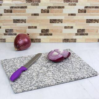 Home Basics 12 in. x 16 in. Granite Cutting Board in White CB45242