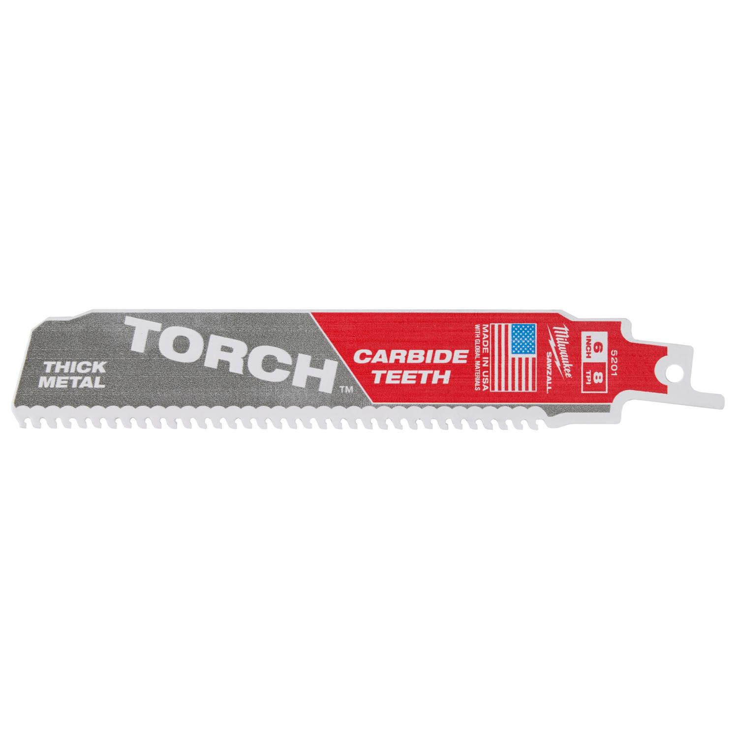 MW Torch 6 in. Carbide Thick Metal Reciprocating Saw Blade 8 TPI 1 pk