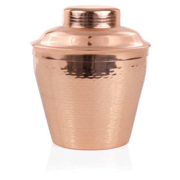 Twine Hammered Copper Cocktail Shaker Stainless Steel Cobbler Shaker With Strainer Copper Plated 25 Ounces Set Of 1