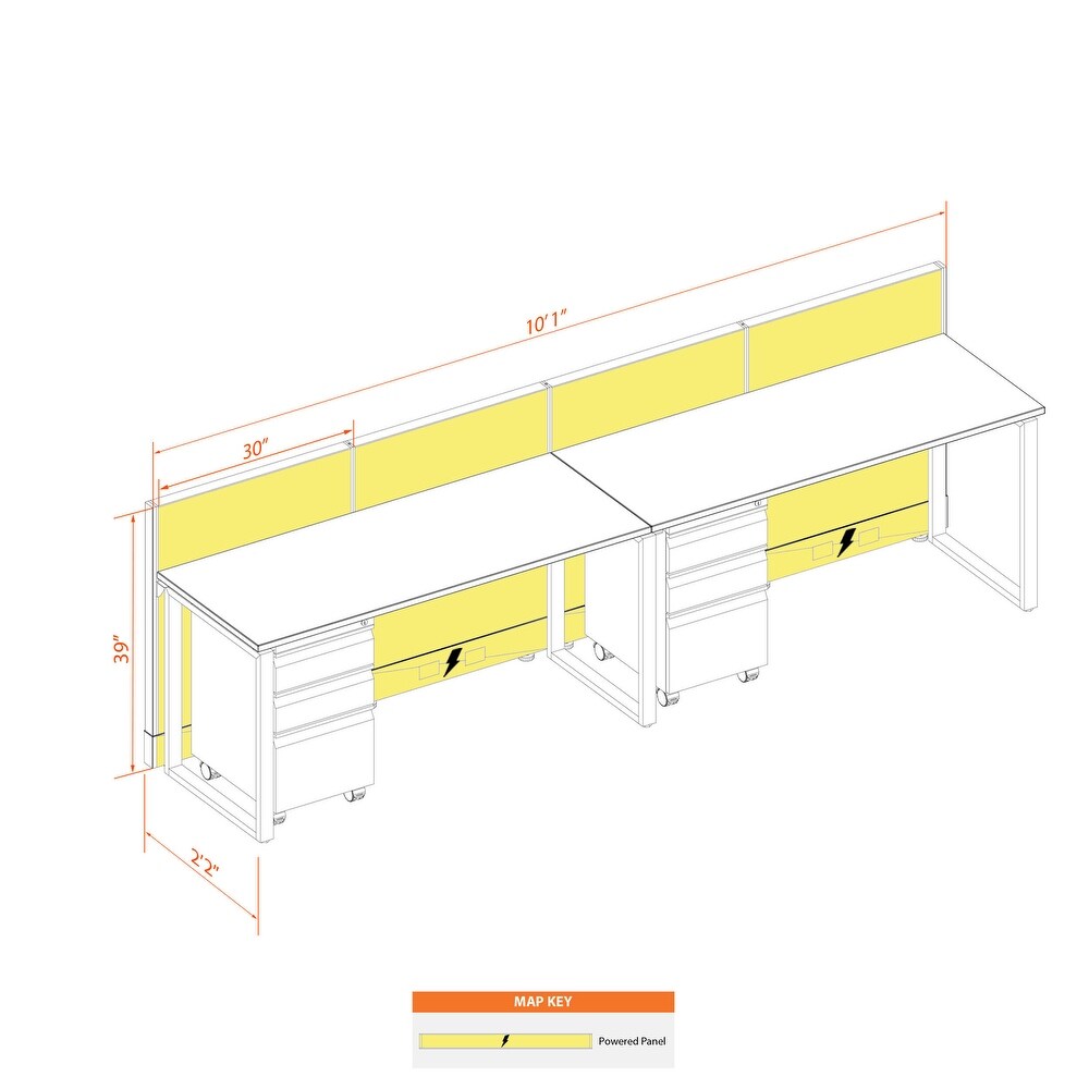 Open Office Workstations 39H 2pack Inline Powered