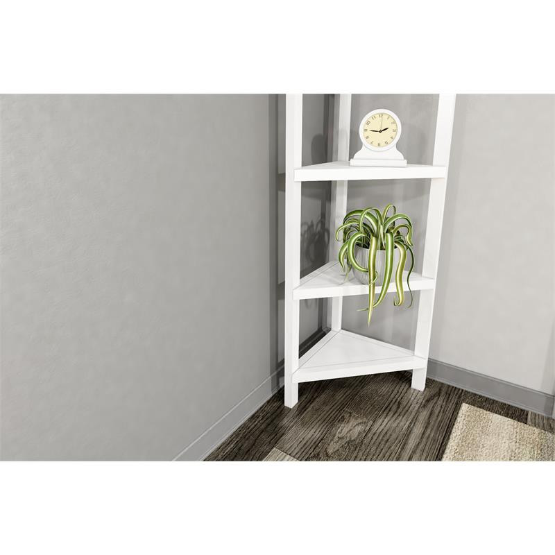 New Ridge Home Goods 4 tier Corner Traditional Wooden Bookcase in White   Transitional   Bookcases   by Homesquare  Houzz