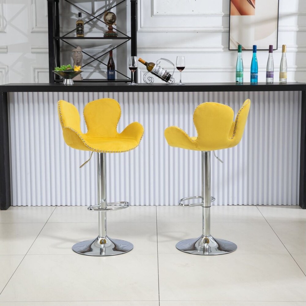 Flower Shape Swivel Barstool Set of 2 Adjusatble Dining Room Kitchen