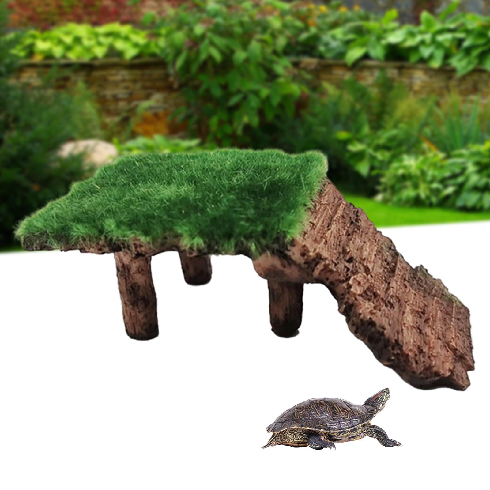 Resin Turtle Terrapin Dock Tortoise Basking Platform with Ramp Ornament Durable Friendly for Terrarium Tank Cave Hide-Out easy to clean ， 11x6.5x4cm B