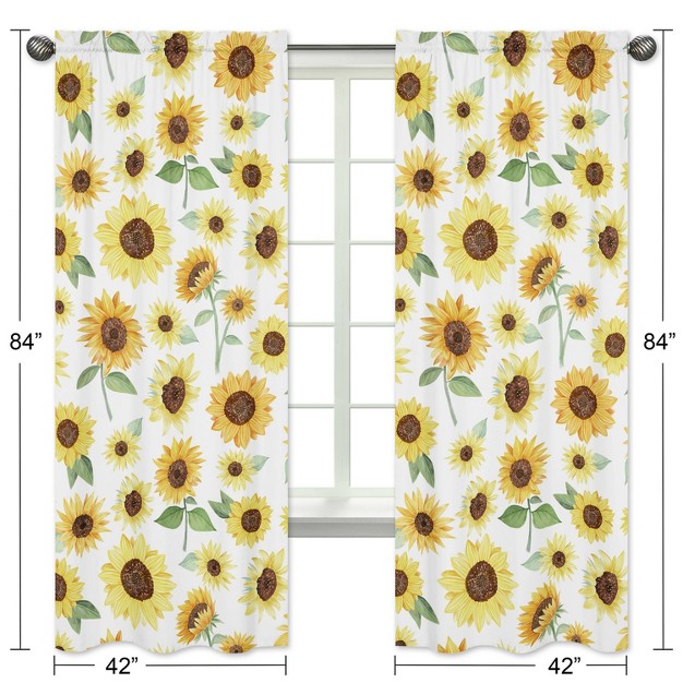 2pc Sweet Jojo Designs Sunflower Kids x27 Window Panel