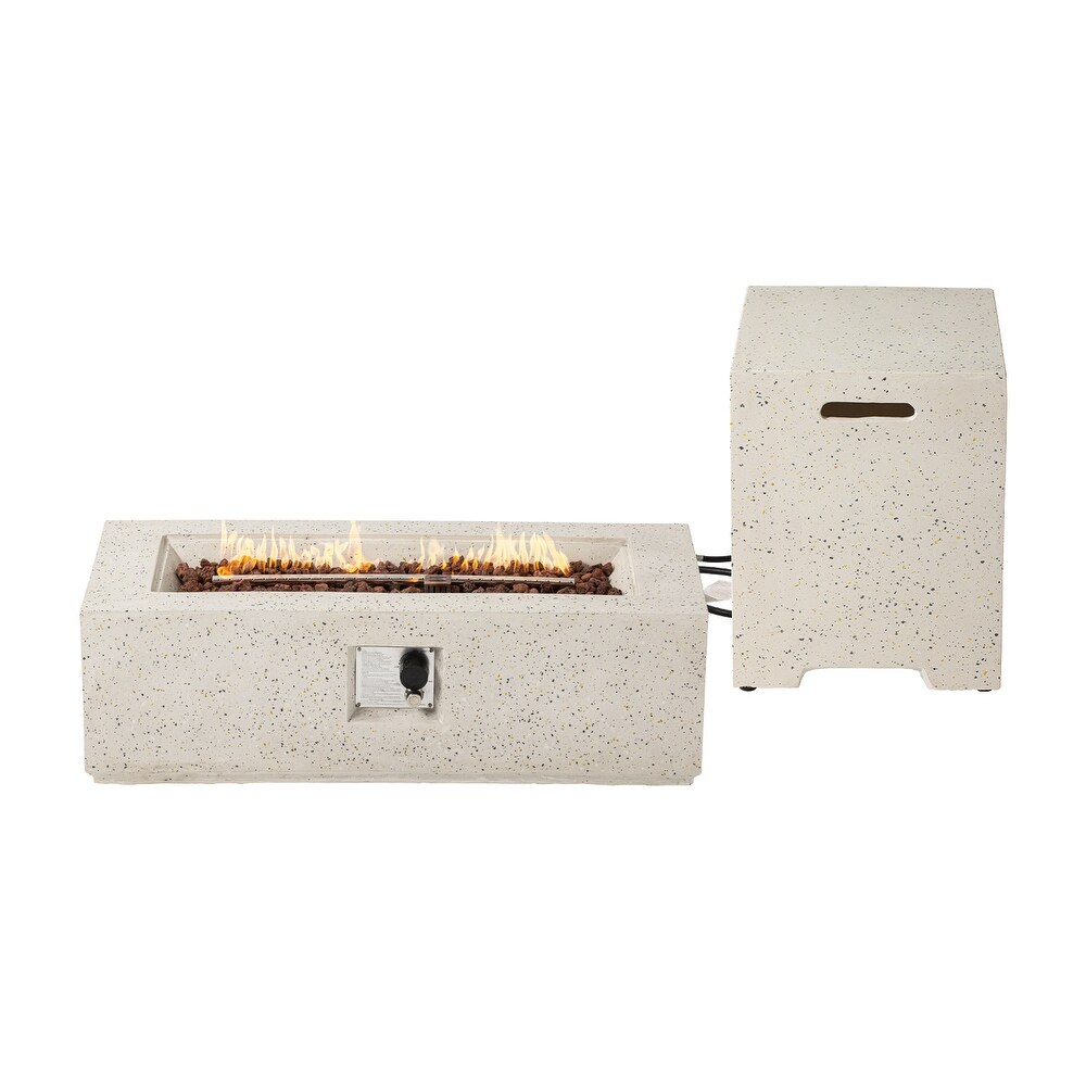 COSIEST Outdoor Patio Rectangle Fire Pit with Tank Cover Table   42\