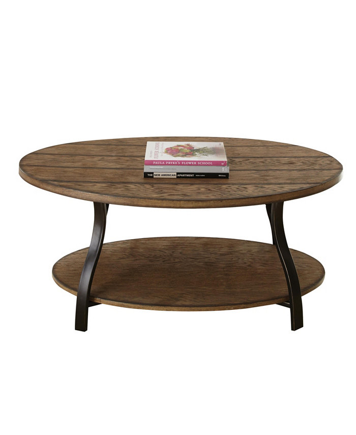 Steve Silver Denise 47 Oval Wood and Metal Cocktail Table