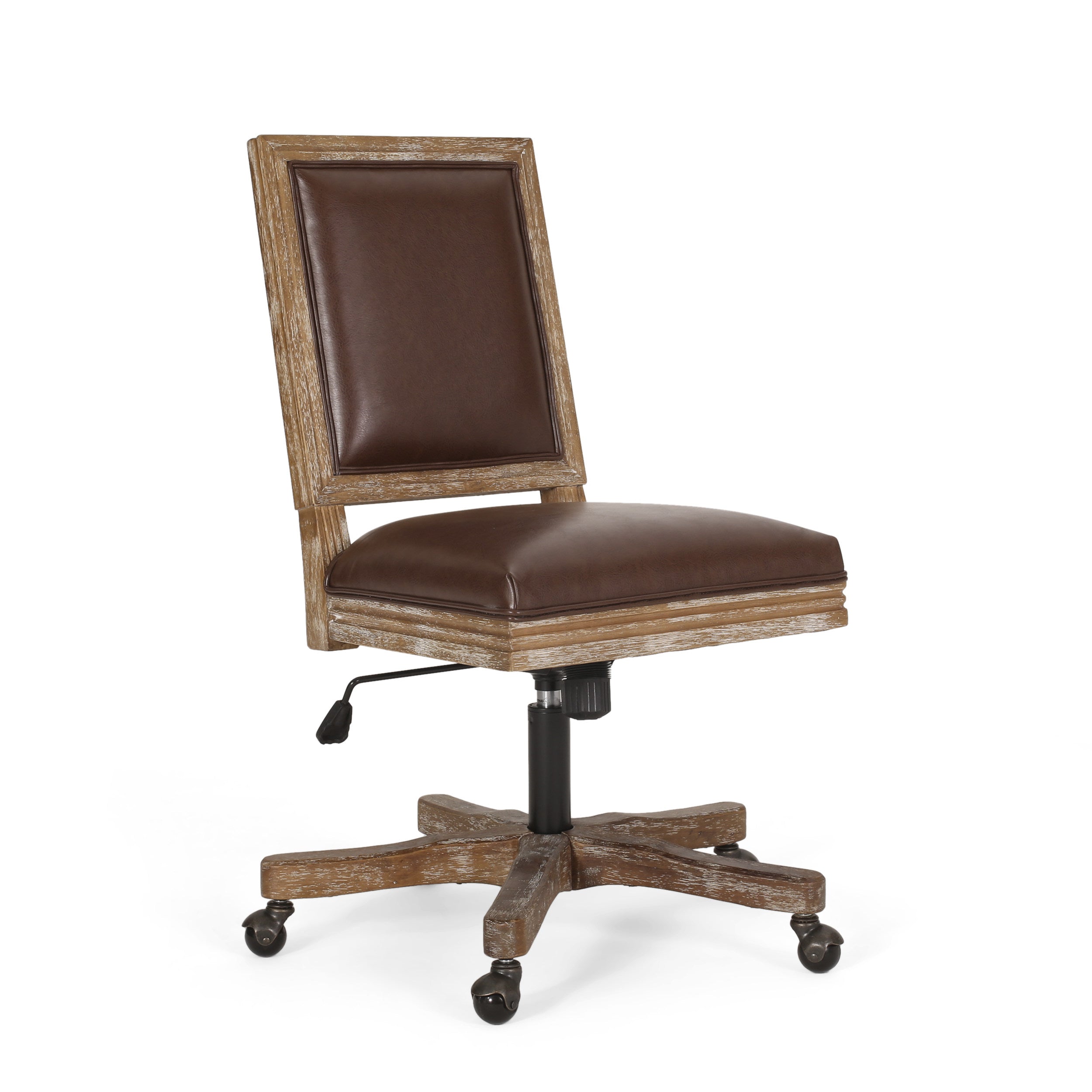 McGillen Rustic Upholstered Swivel Office Chair