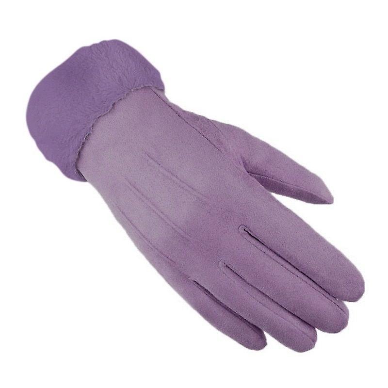 Women Winter Gloves， Warm Touch Screen Black Fur Gloves