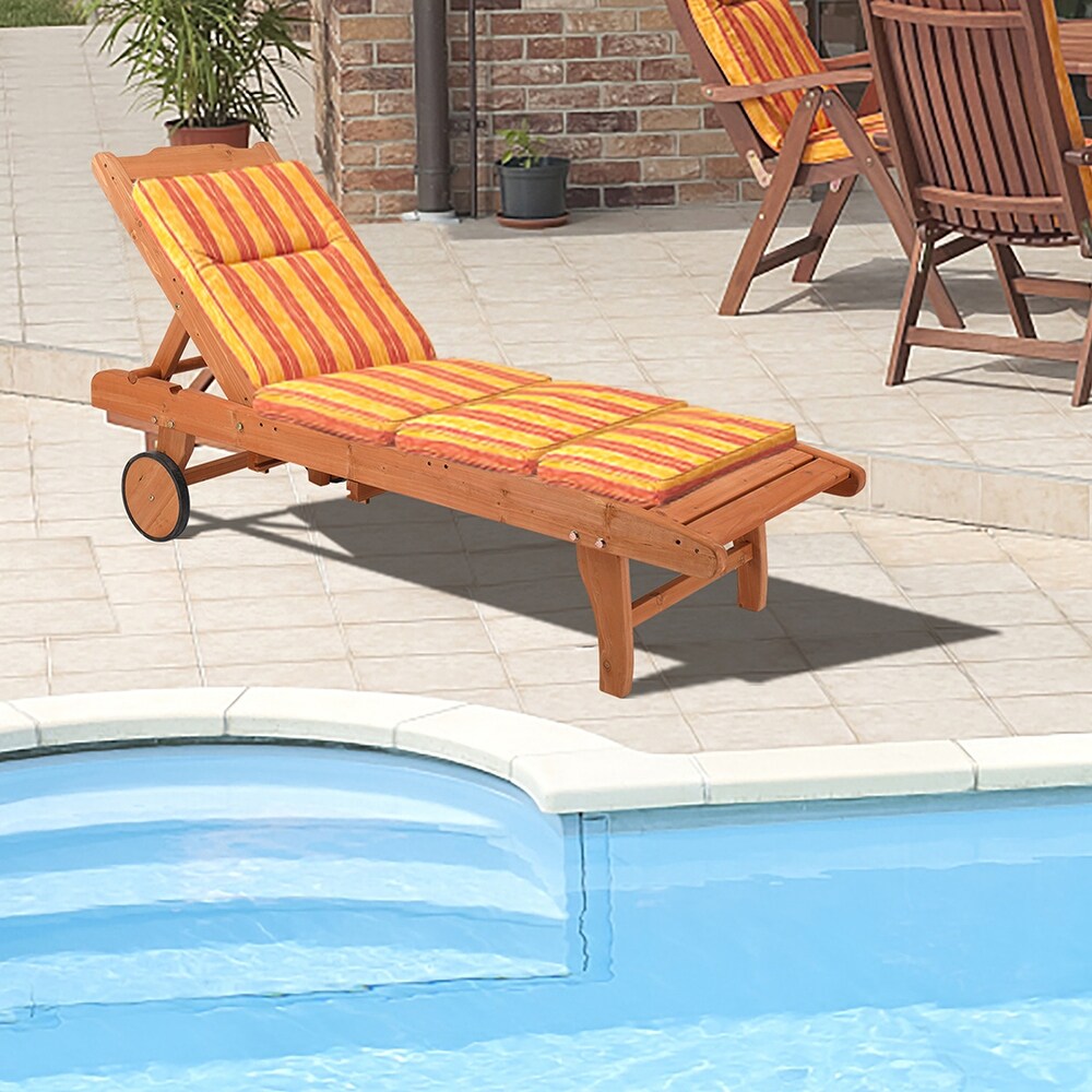 Outdoor Two Speed Adjustment Chaise Lounge with Wheels and Drawers