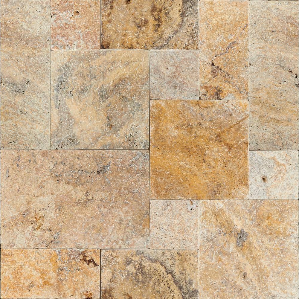 MSI Tuscany Scabas Pattern Tumbled Travertine Paver Kits (120 Pieces160 sq. ft.Pallet) LPAVTSCA10KITS