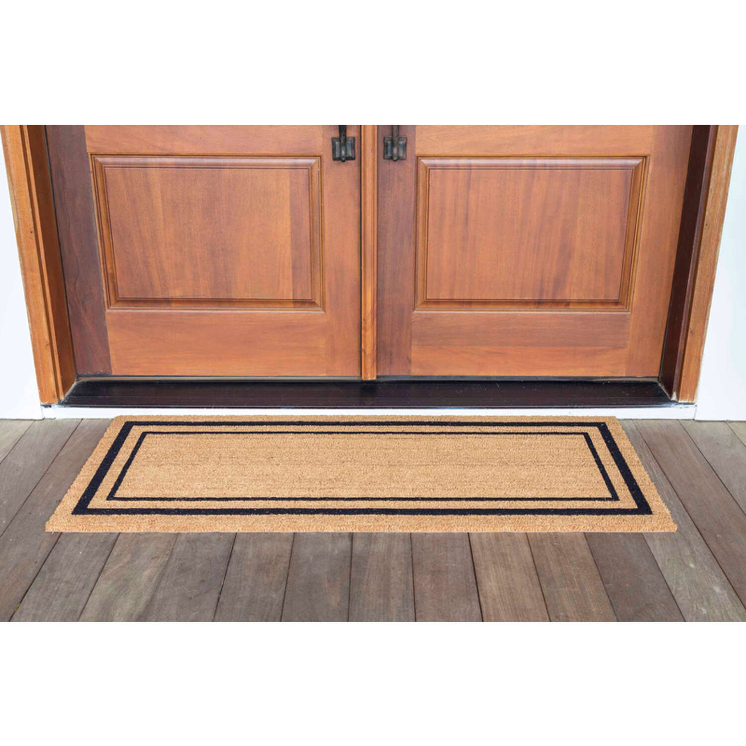 Americo Home 24 in. L X 60 in. W Black/Tan Classic Border Door Mat