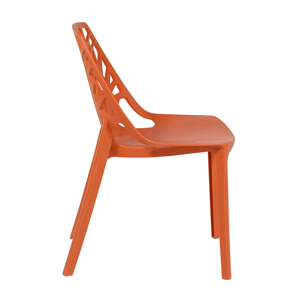 LeisureMod Modern Cornelia Dining Chair， Set of 4 - Solid Orange