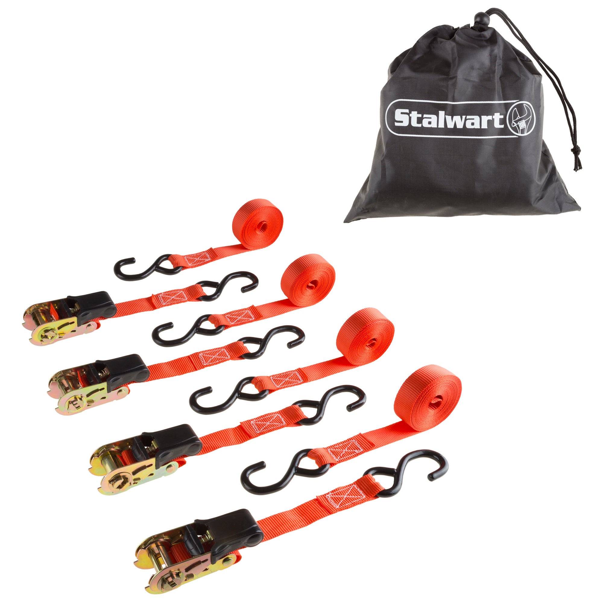 Stalwart Ratchet Tie Down Straps 15 Ft. 500 Lb. Load, 4 Pack