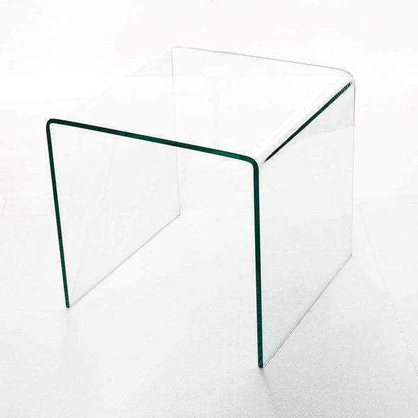 Small Clear Glass Side Table and Coffee Table， Tempered Glass Coffee Table Small Coffee Table， Versatile - as picture