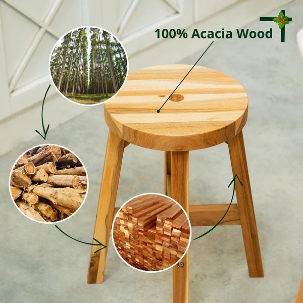 Acacia Wood Stool Round Top Chairs Best Ideas End Tables For Sofas Sub-stool for Living Room Bedside Strong Weight Capacity