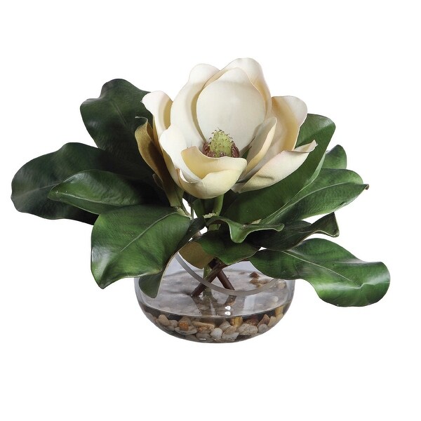 Magnolia Blossom Artificial Arrangement in a Glass Vase