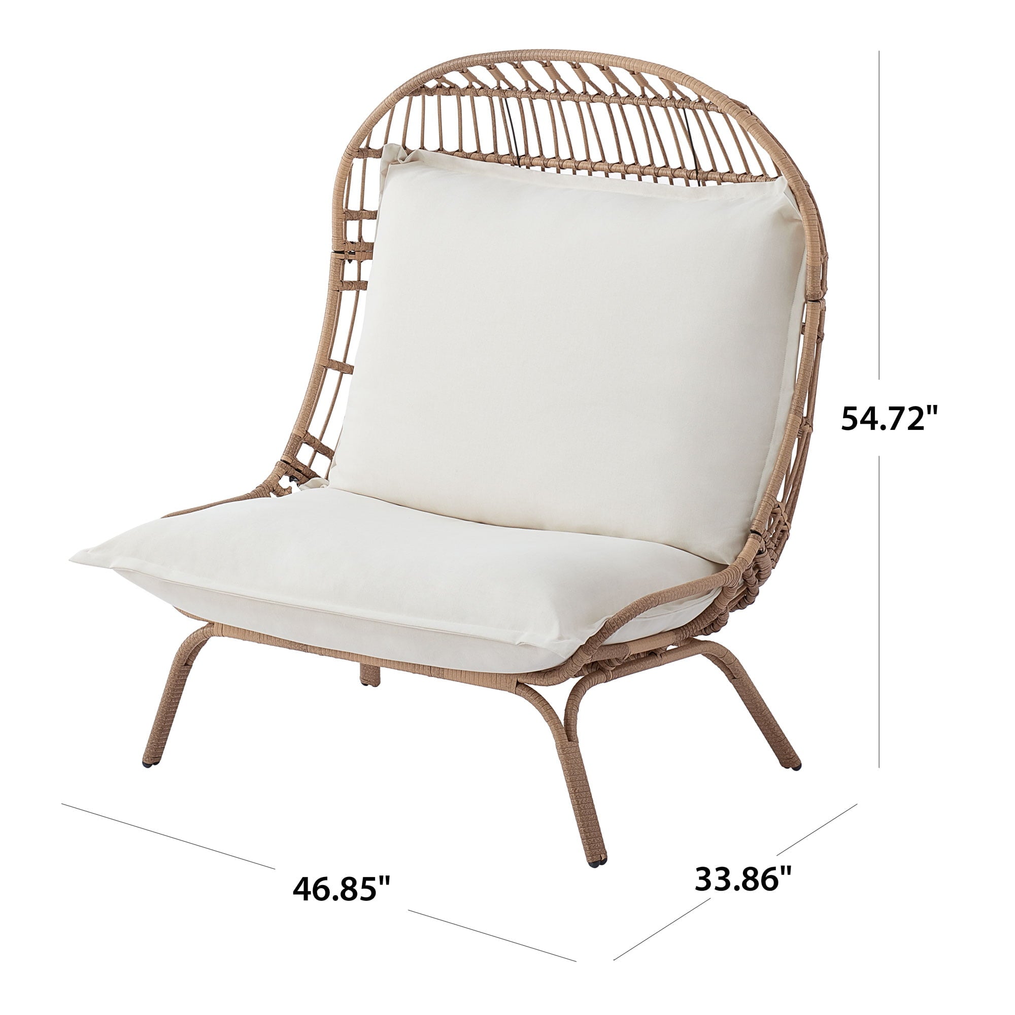 Better Homes & Gardens Willow Sage Steel Wicker Patio Cuddle Chair, Brown