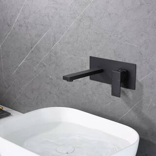 GIVING TREE Single Handle Straight Spout Wall Mounted Bathroom Faucet in Matte Black XLHDDFAR0016