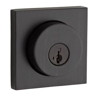 Kwikset 158 Series Square Contemporary Venetian Bronze Single Cylinder Deadbolt Featuring SmartKey Security 158 SQT 11P SMT RCAL RCS