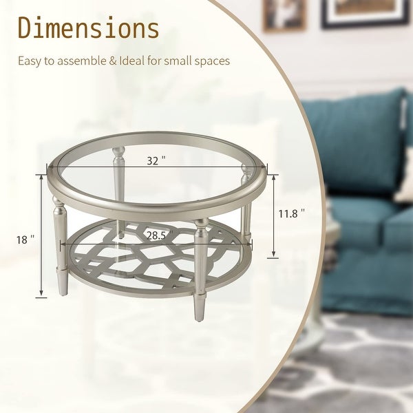 Modern Coffee Table with Tempered Glass Top， 32