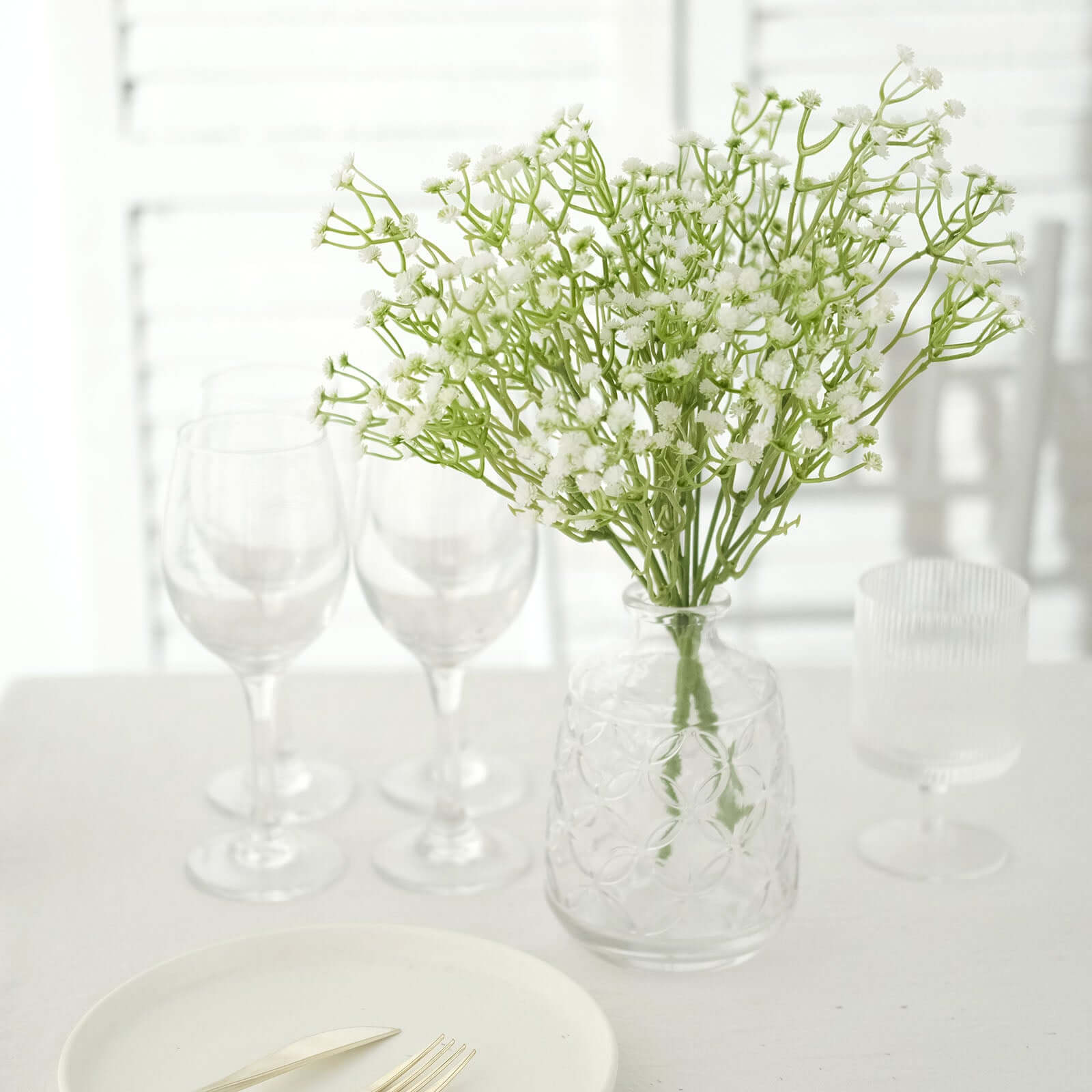 3 Bushes White Artificial Baby’s Breath Gypsophila Flower Arrangements, Real Touch Indoor Faux Floral Bouquets 14