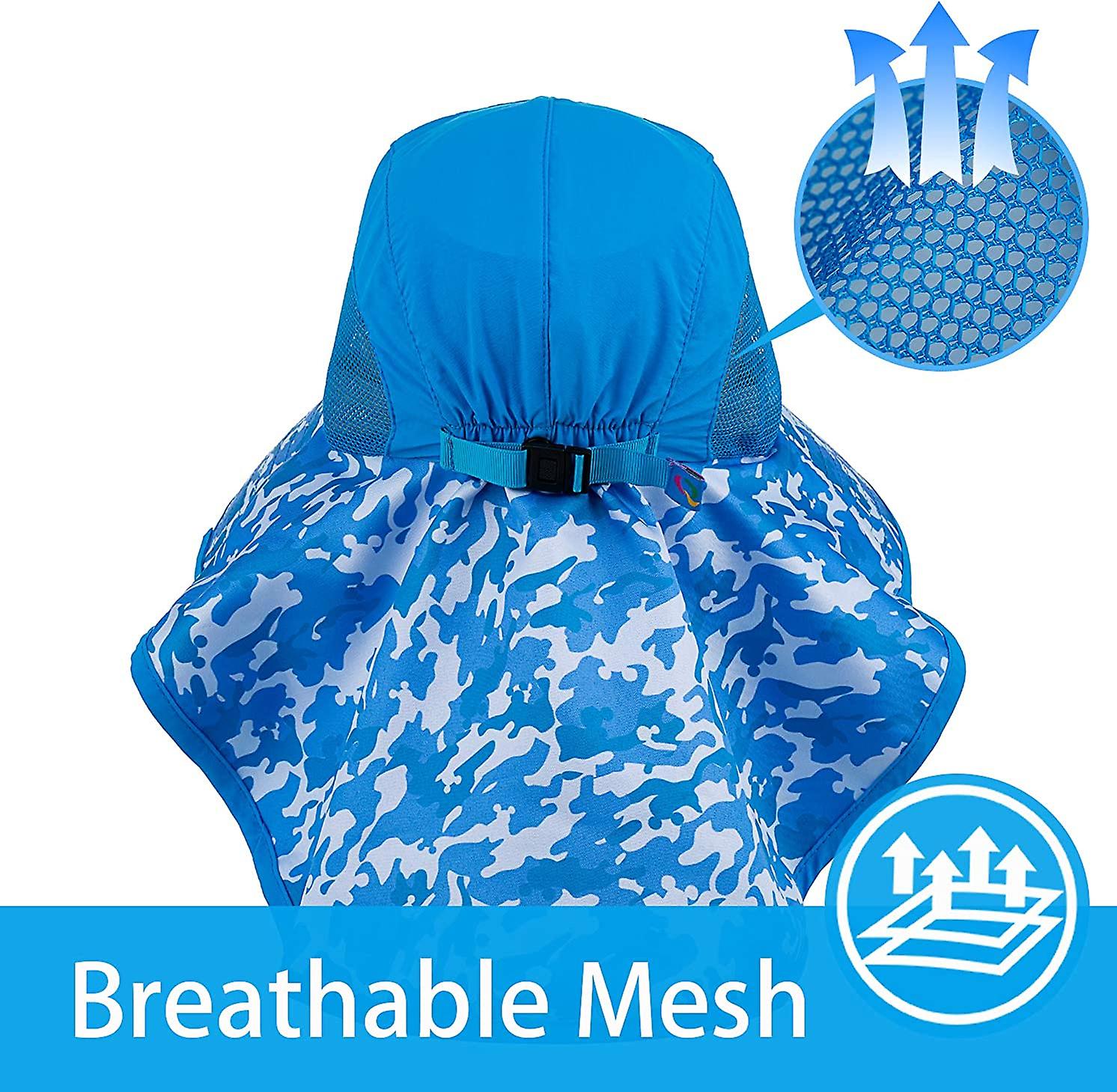 Kids Sun Hat Upf 50+ Boy Girl Protection Hat Wide Brim Beach Hats With Mesh And Adjustable Chin Strap